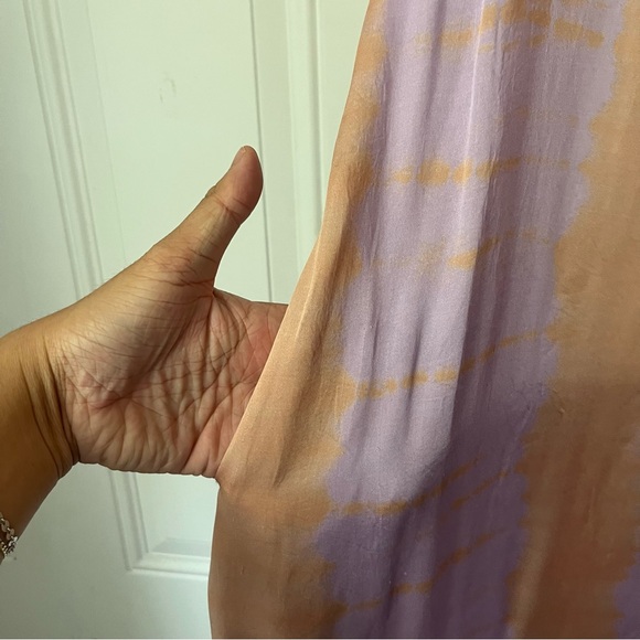 NORBLACK NORWHITE lavender peach tie dye cupro modal boat neck midi dress - Picture 5 of 8